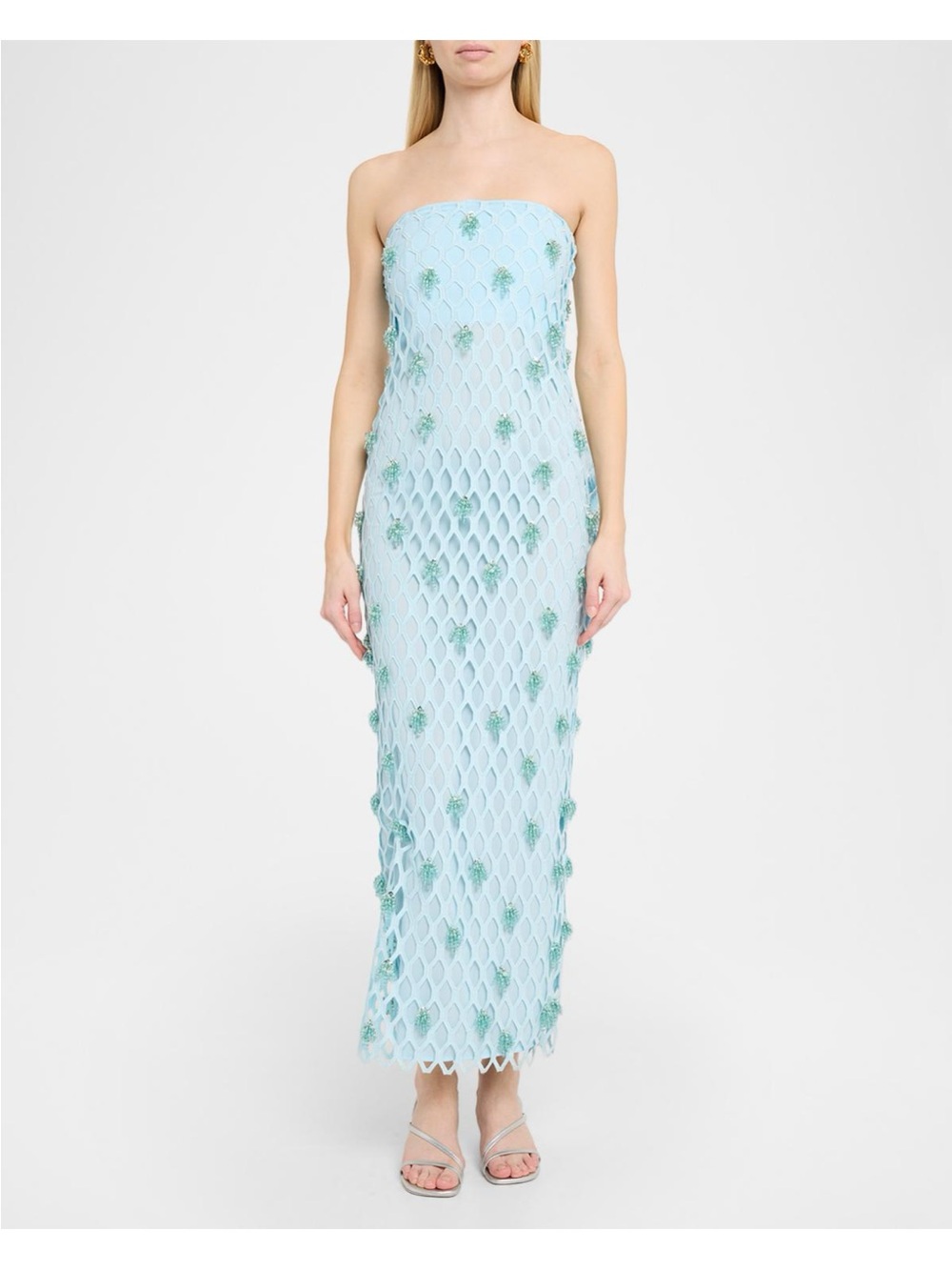 SIMKHAI Iridessa Embellished Lattice Bustier Gown